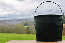 black leather decorative pail