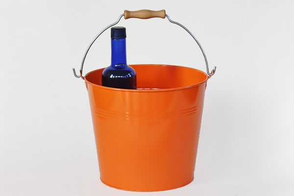 orange metal vintage bucket