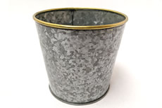 Mini Galvanized Pot with Brass Trim