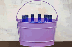 purple round metal tub