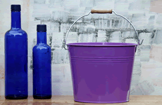 Purple Wooden Handle Metal Bucket