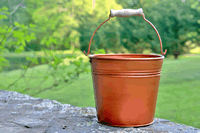 Rustic Copper Bucket With Wooden Handle