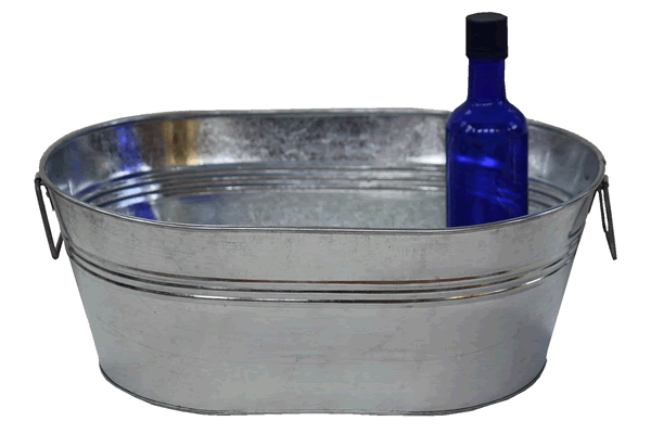 Decorative Vintage Metal Oval Silver Tub