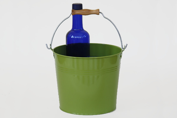 Wooden Handle Green Pail