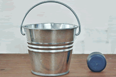 small silver metal bucket